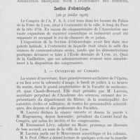 0736 - Page 719 - Réunions et congrès. Congrès de Lyon - Association française pour l’avancement des sciences - Section d’odontologie. 26-31 juillet 1926. i. — Ouverture du Congrès