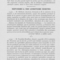 0773 - Page 756 - Intérêts professionnels. Loi de finances du 3 aout 1926 / Réponses à des questions écrites