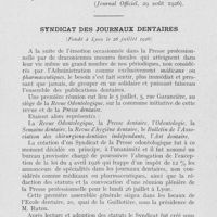 0774 - Page 757 - Intérêts professionnels. Réponses à des questions écrites / Syndicat des journaux dentaires (Fondé à Lyon le 26 juillet 1926)
