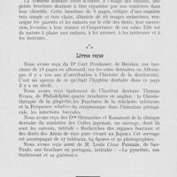 0778 - Page 761 - Bibliographie. Les dents / Livres reçus