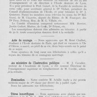 0780 - Page 763 - Nouvelles. Manifestation professionnelle / Acte de courage / Au ministère de l'instruction publique / Nomination / Titres honorifiques