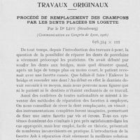 0784 - Page 767 - Travaux originaux. Procédé de remplacement des crampons par les dents placées en logette par le Dr Lévy