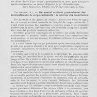 0804 - Page 787 - Revue analytique. Desgouttes et Ricard. — L’anesthésie générale au mélange de Schleich avec l’appareil d’ombrédanne. (Lyon médical, 6 juin 1926) / Lacassagne (A). — Un nouvel accident professionnel des manipulateurs de corps radioactifs : la nécrose des maxillaires. (Paris Médical, 6 février 1926)