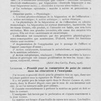 0806 - Page 789 - Revue analytique. Barail (L. C). — La haute fréquence en odontostomatologie. (Edité chez Cailly, Paris, 1926) / Lecrenier. — Procédé pour la restauration du point de contact dans les obsturations à l'amalgame. (Revue belge de Stomatologie, mars 1925)