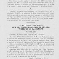 0818 - Page 801 - Chronique professionnelle. Aide confraternelle aux dentistes français et belges victimes de la guerre / Intérêts professionnels. Le calcul du taux des honoraires des dentistes