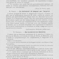 0898 - Page 875 - Revue analytique. M. Froment. — Des kystes corono-dentaires. (Thèse de Paris, 1926) / A. Moulonguet. — La fétidité de l'haleine. (Journal des Praticiens , 2 oct. 1926) / Prof. Silvio Palazzi. — Deux cas rares de complication à la suite d'anesthésie tronculaire du nerf dentaire inférieur. (Annali di odontologia, avril-juin 1926)