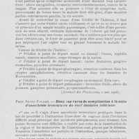 0899 - Page 876 - Revue analytique. Prof. Silvio Palazzi. — Deux cas rares de complication à la suite d'anesthésie tronculaire du nerf dentaire inférieur. (Annali di odontologia, avril-juin 1926) / Arlotta. — Deux cas de disparition de la dent de sagesse. (La Stomatologia, avril 1926)