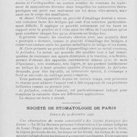 0103 - Page 102 - Sociétés scientifiques. Société d’odontologie de Paris. Réunion du 7 février 1927 / Société de stomatologie de Paris. Séance du 20 décembre 1926
