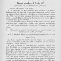 0195 - Page 194 - II sociétés scientifiques. Société d’odontologue de Paris. Réunion spéciale du 8 février 1927. I. — Maladies animales transmissibles à l’homme par Voie buccale, par le Dr Augustin