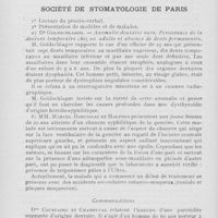 0411 - Page 410 - Sociétés scientifiques. Société d’odontologie de Paris. Séance du 3 mai 1927 / Société de stomatologie de Paris