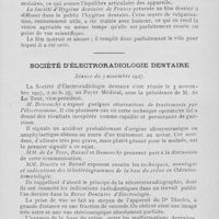 0912 - Page 899 - Sociétés scientifiques. Société d’odontologie de Paris. Résumé de la séance du 6 décembre 1927 / Société d’électroradiologie dentaire. Séance du 3 novembre 1927