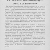 0914 - Page 901 - Réunions et congrès. La semaine odontologique - Appel à la profession