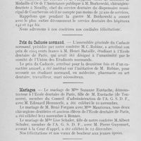 0923 - Page 910 - Nouvelles. Distinction honorifique / Prix du Caducée normand / Mariages / Naissance