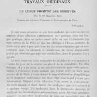 0006 - Page 5 - Travaux originaux. Le lupus primitif des gencives par le Dr Maurice Roy