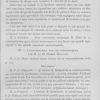 0052 - Page 45 - Sociétés scientifiques. Société d'odontologie de Paris.. Réunion du 6 décembre 1927. Innocuité des accidents par éclatement de meules, par M. Huet / Considérations sur les antiseptiques,par M. Le Dr Pierre Rolland / Le réglage dit plan incisif dans l'enregistrement de l'articulé chez l'édenté total, par M. Georges Villain
