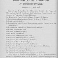 0059 - Page 50 - Réunions et congrès. Semaine odontologique (37e congrès dentaire) 24 mars — 1er avril 1928