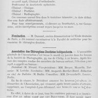 0144 - Page 135 - Nouvelles. Concours à l'école dentaire de Paris / Concours à l'ecole odontotechnique / Nomination / Association des chirurgiens-dentistes indépendants