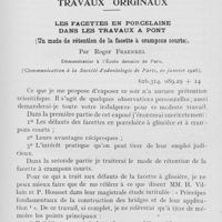 0146 - Page 137 - Travaux originaux. Les facettes en porcelaine dans les travaux a pont (Un mode de rétention de la facette à crampons courts), par Roger Fraenkel