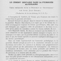 0167 - Page 158 - Revue des revues. Le cément dentaire dans la pyorrhée alveolaire. Thèse présentée pour le doctorat en odontologie par Angel Julio Demaria