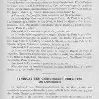 0196 - Page 187 - Réunions et congrès. Amicale des dentistes des armées de terre et de mer / Premier congrès international d'oto-rhino-laryngologie (Copenhague)30 juillet-1er août 1928 / Syndicat des chirurgiens-dentistes de Lorraine