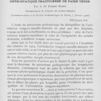 0230 - Page 221 - Travaux originaux. Mécanisme pathogénique et prophylaxie des irrégularités dentaires par ma methode orthostatique fractionnée de faire téter par le Dr Pierre Robin