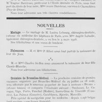 0280 - Page 271 - Nécrologie. Mme veuve Darcicassac / Nouvelles. Mariage / Naissances / Croisière de Bruxelles-Médical