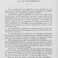 0344 - Page 330 - La chirurgie de l'articulation temporo-maxillaire dans ses rapports avec l'odontostomatologie, par le Dr Dufourmentel