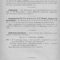 0595 - Page 452 - Nouvelles. École dentaire de Paris. Conseil du corps enseignant / Nominations / Groupement de l'E. D. P. Et à l'A. G. S. D. F. Réunion commune des deux conseils / Distinctions honorifiques