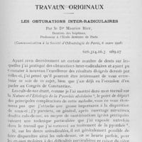 0596 - Page sans numérotation - Travaux originaux. Les obturations inter-radiculaires par le Dr Maurice Roy