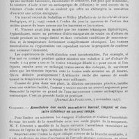 0712 - Page 569 - Revue analytique. Fissinger (N). — L'eau de savon antiseptique et antitoxique / Ginestet. — Anesthésie des nerfs massétérin buccal, lingual et dentaire inférieur en un seul temps