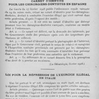 0716 - Page 573 - Chronique professionnelle. Carnet d'identité pour les chirurgiens-dentistes en Espagne (La odontologia, février 1928) / Loi pour la répression de l'exercice illégal en Italie (La odontologia, mars 1928)
