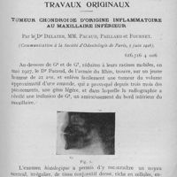 0724 - Page 581 - Travaux originaux. Tumeur chondroi de d'origine inflammatoire au maxillaire inférieur par le Dr Delater, MM. Pacaud, Paillard et Fournet