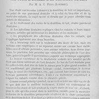 0744 - Page 601 - Revue des revues. Les soins a donner à la dentition de lait par M. A. T. Pitts
