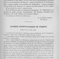 0822 - Page 679 - Sociétés scientifiques. Société d'odontologie de Paris. Séance du 3 juillet 1928. Incidents de la pratique journalière. Présentation de deux cas de bridges, par M. Henri Villain / Rapport du secrétaire général, par M. Le Dr Solas / Société odontologique de France. Séance du 22 mai 1928