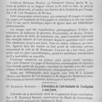 0836 - Page 693 - Bibliographie. Drs G. Delater et Ch. Grandclaude. Nouveau précis de bactériologie (Gauthier-Villars et Cie, éditeurs) / Curt Proskauer. — Iconographia odontologica / Dr Raymond Boissier. — L'évolution de l'art dentaire de l'antiquité à nos jours