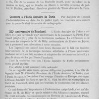0858 - Page 715 - Nouvelles. Congrès du havre / Concours à l'école dentaire de Paris / 250° Anniversaire de Fauchard / Délégation belge de l'a. F. A. S