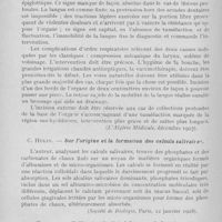 0881 - Page 738 - Revue analytique. Sudaka. - Les abcès de la langue / C. Hulin. — Sur l'origine et la formation des calculs salivaires / Bouland. — Utilisation de lipiodol en vue de l'exploration radiographique