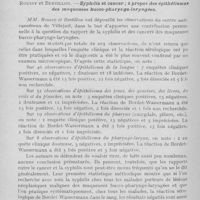 0885 - Page 742 - Revue analytique. Ch. Ruppr. — Lithiase salivaire / Rousses et Bertillon. — Syphilis et cancer ; à propos des épithéliomasdes muqueuses bucco-pharycgo-laryngées / Boissier (R). — Les stomatorragies