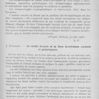 0886 - Page 743 - Revue analytique. Boissier (R). — Les stomatorragies / J. Pinchart. — La cavité buccale et sa flore bactérienne normale et pathologique