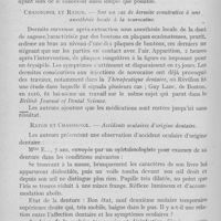 0897 - Page 754 - Réunions et congrès. Association française pour l'avancement des sciences. Congrès de la rochelle (23-29 juillet 1928). Séance du mercredi 25 juillet matin. Pr James Quintero. — L'orthodontie dans les dispensaires / Chassignol et Raton. — Sur un cas de dermite consécutive à une ,anesthésie locale à la scurocaïne / Raton et chassignol. — Accidents oculaires d'origine dentaire / Séance du mercredi 25 juillet après-midi. Dr Gérard Maurel. Les phlegmons du plancher buccal. (Etude clinique et thérapeutique d'origine dentaire)