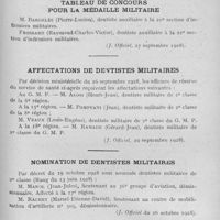 0916 - Page 773 - Intérêts professionnels ((J. Officiel, 1928). Tableau de concours pour la médaille militaire / Affectations de dentistes militaires / Nomination de dentistes militaires