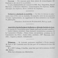 0921 - Page 778 - Nouvelles. Au parlement / Concours / Doctorat en pharmacie en Autriche / Association des étudiantes et étudiants en chirurgie dentaire de Lyon / Naissances