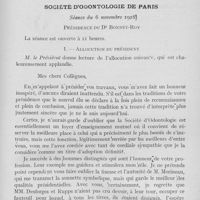 0946 - Page 803 - Sociétés scientifiques. Société d'odontologie de Paris. Séance du 6 novembre 1928. Allocution du président
