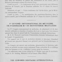 0961 - Page 818 - Réunions et congrès. Amicale des dentistes des armées de terre de mer. Programme provisoire des conférences pour l'année 1928-1929 / Ve congrès international de médecine,de pharmacie et de dentisterie militaires / VIIIe congrès dentaire international