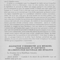 0977 - Page 834 - Intérêts professionnels. Du bilan et de l'inventaire en matière de cession d'un cabinet par C. Vagné / Allocation d'indemnités aux médecins,pharmaciens et dentistes de l'institution nationale des invalides
