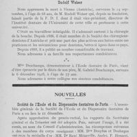 0981 - Page 838 - Nécrologie. Rudolf Weiser / M. Gaabriel Deshamps / Nouvelles. Société de l'école et du dispensaire dentaires de Paris