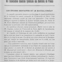 0060 - Page 59 - Bulletin de l'association Générale Syndicale des Dentistes de France. Les études dentaires et le baccalauréat