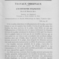 0070 - Page 69 - Travaux originaux. Les névrites pulpaires par le Dr Maurice Roy