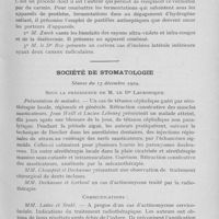 0118 - Page 117 - Sociétés scientifiques. Société d’odontologie de Paris. Réunion du 7 janvier 1930. ?iii. — Présentation de malade, par M. Simon / Séance du 4 février 1930 / Société de stomatologie. Séance du 17 décembre 1929