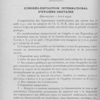 0213 - Page 204 - Réunions et congrès. Congrès d’Alger - Association française pour l’avancement des sciences. Section d'Odontologie - Derniers renseignements concernant le congrès (15 au 19 avril) / Congrès-exposition international d’hygiène dentaire(Bruxelles - Aot 1930)